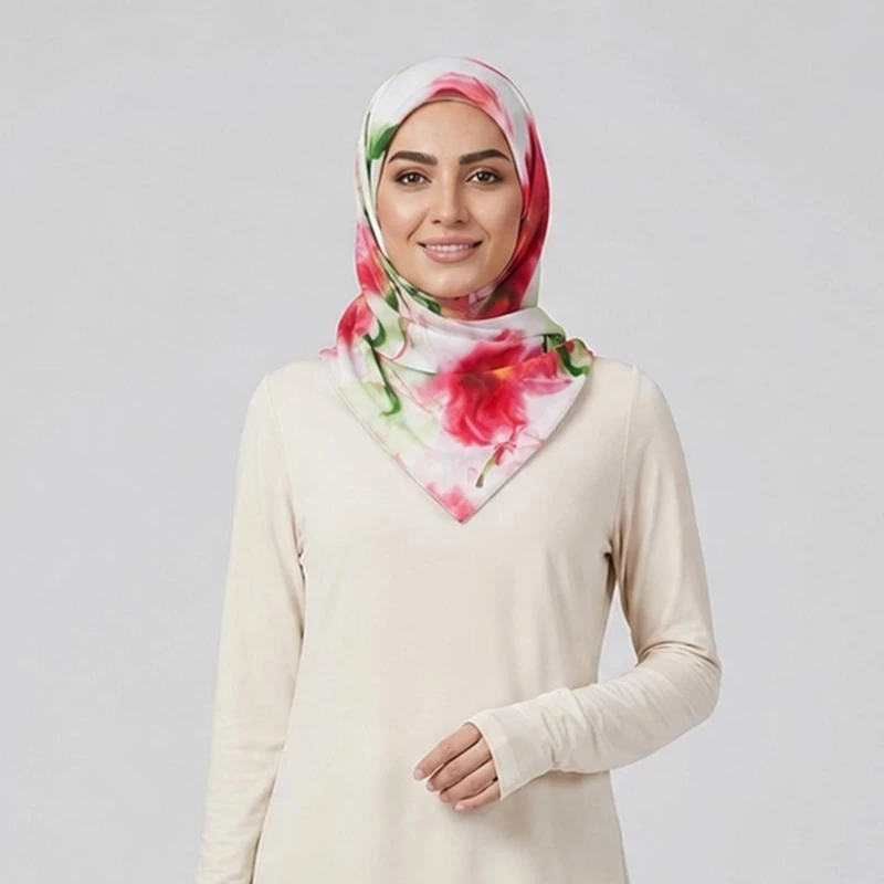 دستمال سر زنانه مدل مینی اسکارف طرح بهشت 2498