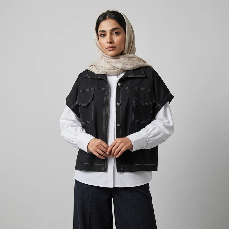 وست زنانه کتان مدل مهدیس0320vst