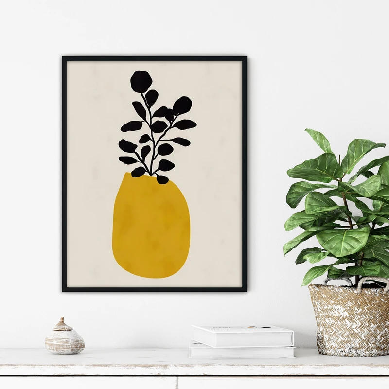 تابلو آتریسا طرح گلدان مدرن مدل ATFF228 فریم مشکی