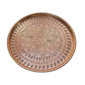 سینی مسی مدل لبه دار طرح بته جقه کد 4