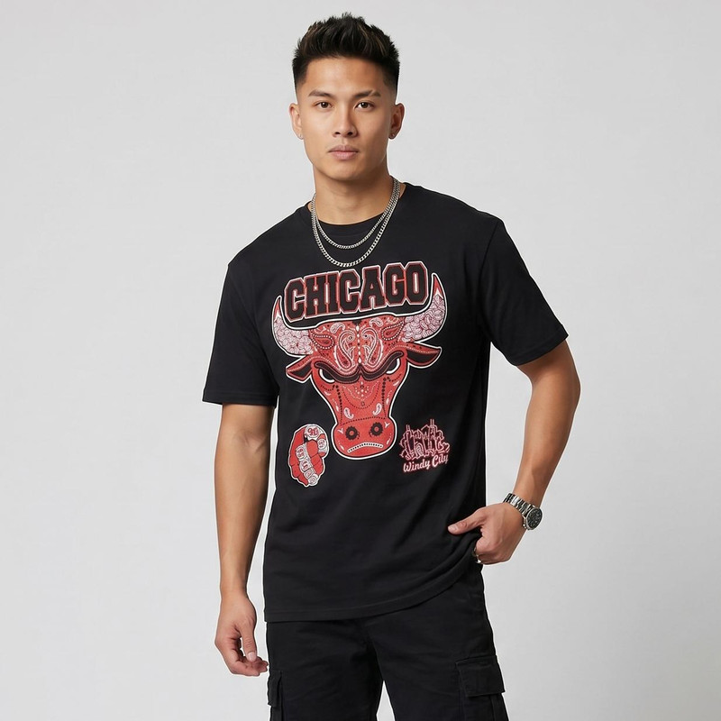 تی شرت آستین کوتاه مردانه مدل بسکتبال شیکاگو بولز mo207
