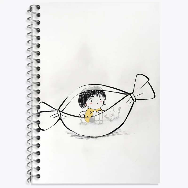 دفتر زبان 50 برگ خندالو مدل دو خط طرح آبنبات کیوت کد N3261