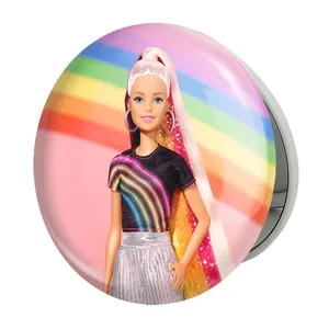 آینه جیبی خندالو طرح عروسک باربی مدل تاشو کد 24640 