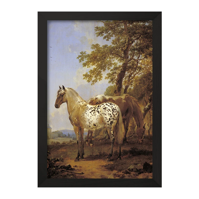 تابلو خندالو مدل نقاشی دو اسب در یک منظره اثر نیکلاس پیترز برچم کد F12320