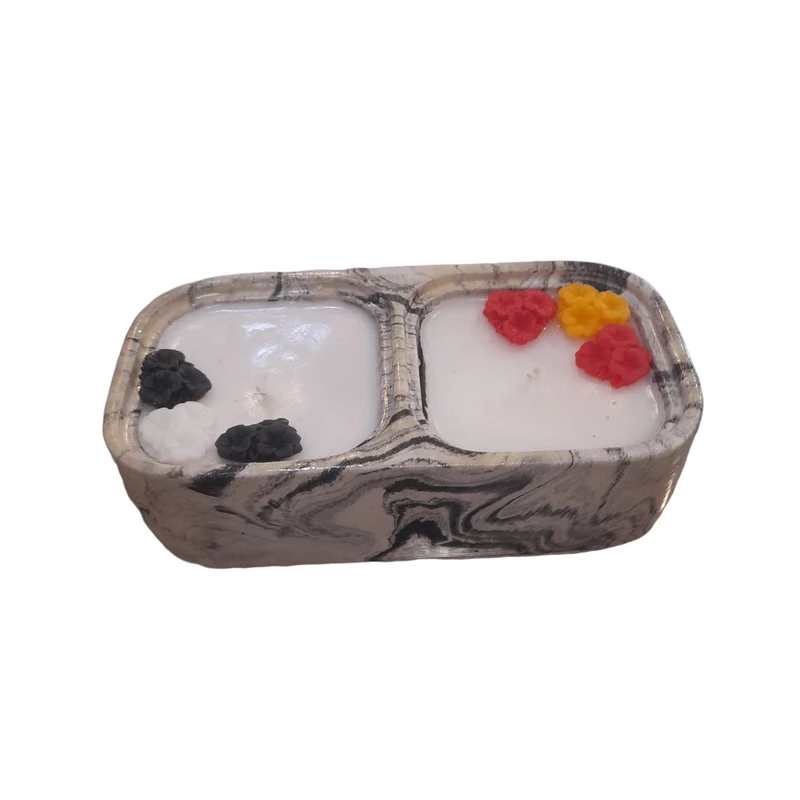 شمع دست‌ساز بدون بو مدل سنگی طرح مرمر زمان اتمام 2 ساعت