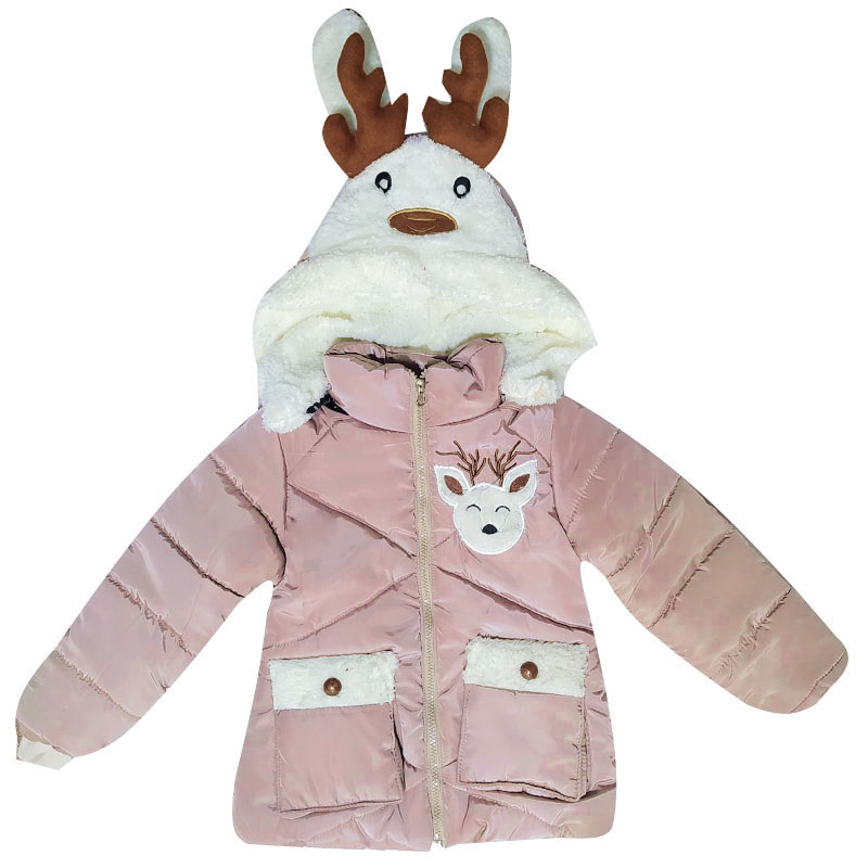 کاپشن دخترانه مدل گوزن رنگ کالباسی