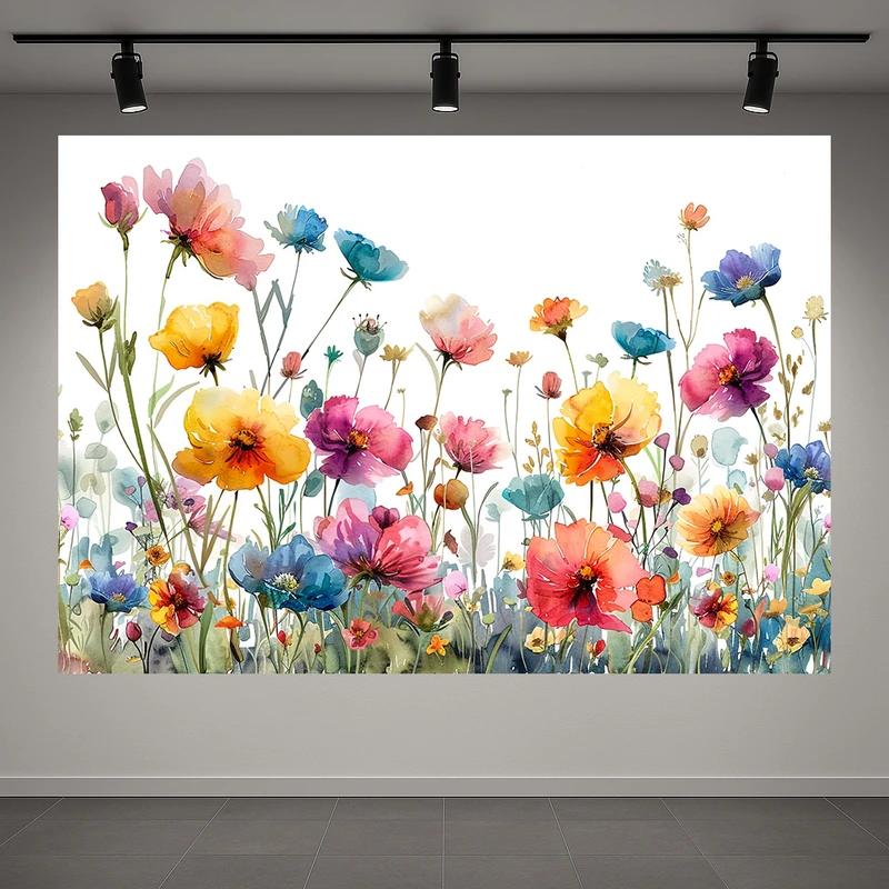 تابلو بوم طرح مخمل نقاشی مدل گل های رنگارنگ کد AR3059588