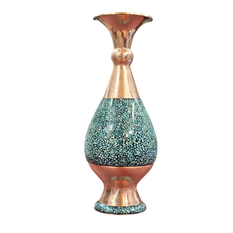 گلدان فیروزه کوبی مسی مدل 201