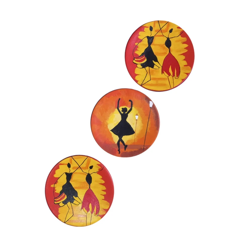 بشقاب دیوارکوب سفالی کد j88_f k مجموعه سه عددی