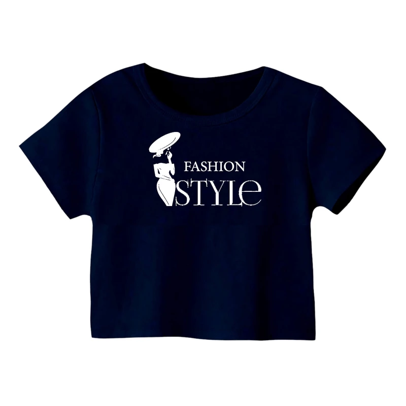 کراپ‌ تی‌شرت آستین کوتاه زنانه مدل فشن استایل