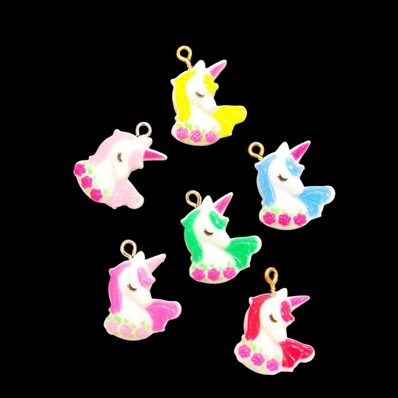 آویز گردنبند بچگانه مدل اسب تک شاخ بسته 6 عددی