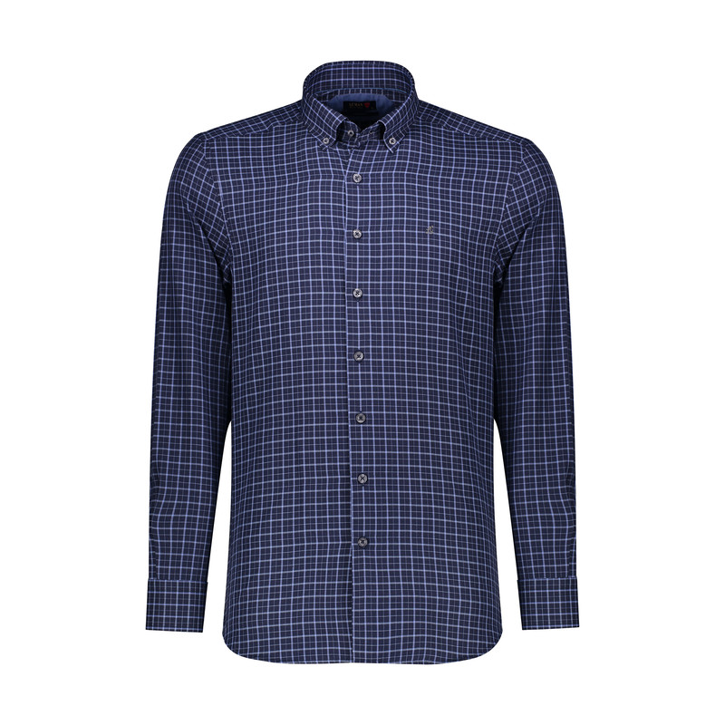 پیراهن آستین بلند مردانه ال سی من مدل 02141284-navy blue 163
