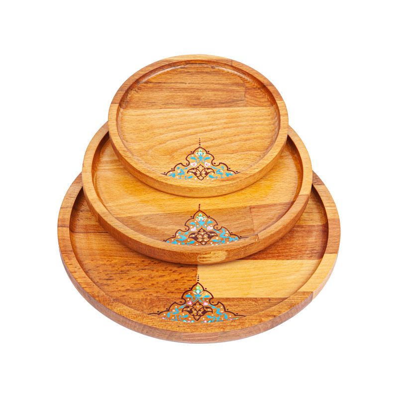 بشقاب مدل  چوبی نگارگری طرح ترنج