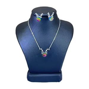 نیم ست نقره زنانه سواروسکی مدل گوزن کد 2230