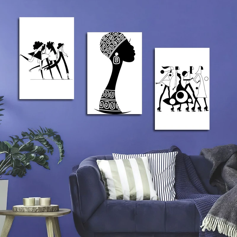 تابلو شاسی بکلیت طرح نقاشی دکوراتیو مدرن سبک کوبیسم مدل SH-1415 مجموعه 3 عددی