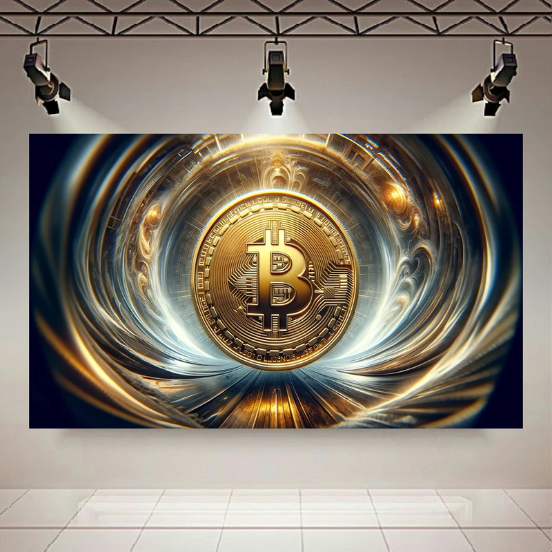 تابلو بوم طرح مخمل شکوه ارز دیجیتال مدل بیت کوین کد AR304837