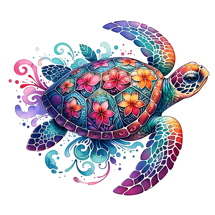 استیکر پارچه و لباس پاد آفرین مدل کیوت فانتزی طرح لاک پشت کد S2717