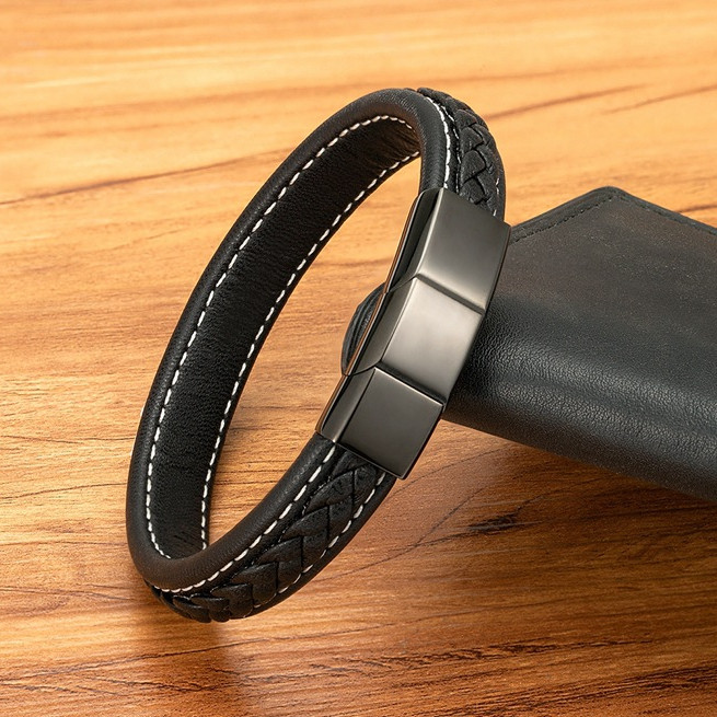 دستبند مردانه گالری گوهرسنگ مدل چرمی کد OT_146