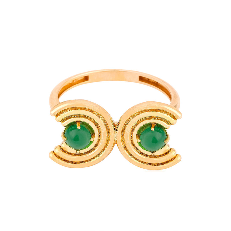 انگشتر طلا 18 عیار زنانه لاوین مدل ماهین با سنگ عقیق سایز 56