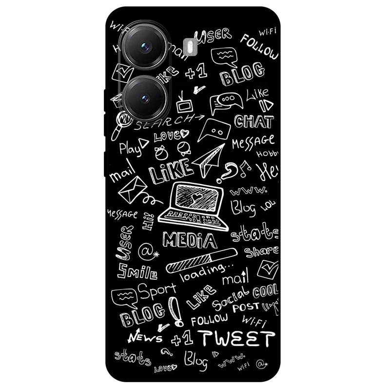 کاور مگافون طرح رسانه های اجتماعی مدل 1898 مناسب برای گوشی موبایل شیائومی Poco X7 Pro