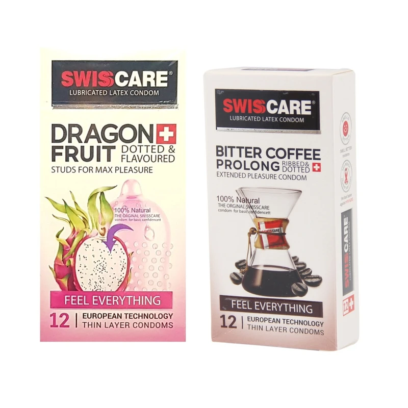  کاندوم سوئیس کر مدل Mohito بسته 12 عددی به همراه کاندوم سوئیس‌کر مدل Coffee Prolong بسته 12 عددی