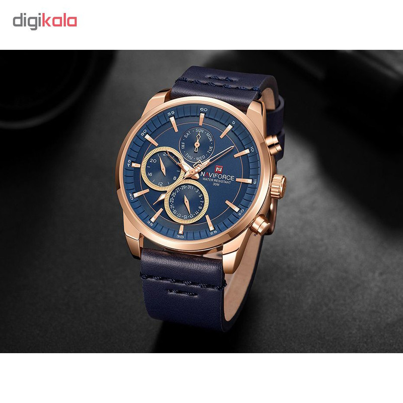 ساعت مچی عقربه ای مردانه نیوی فورس مدل NF9148M / SO -TA به همراه دستمال مخصوص نانو برند کلیر واچ