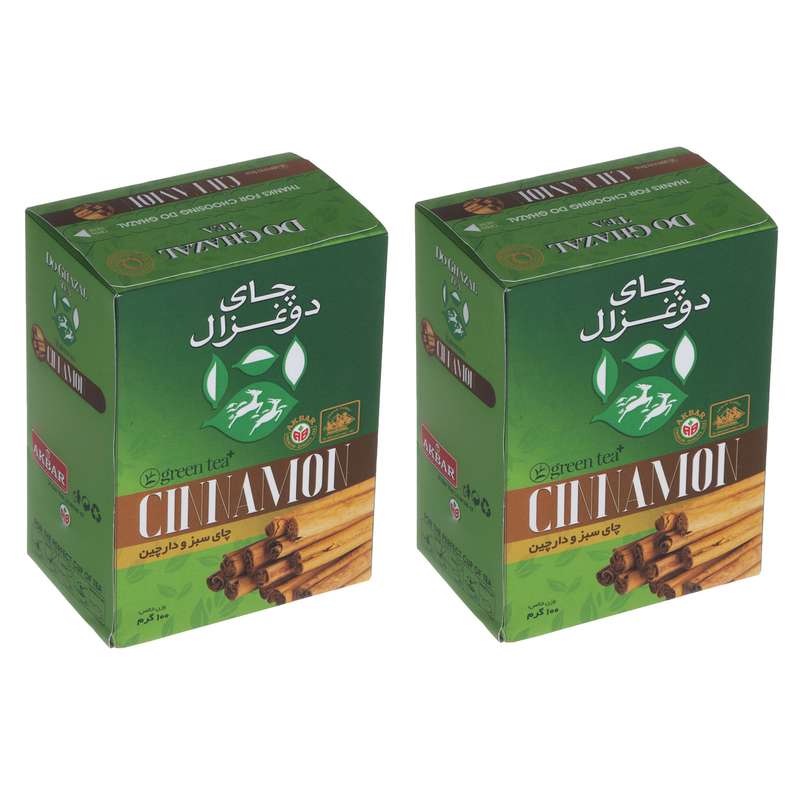 چای سبز و دارچین دو غزال - 100 گرم بسته 2 عددی