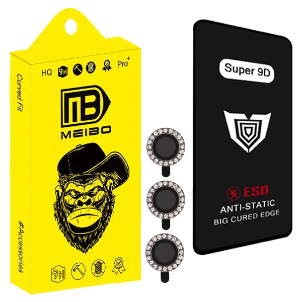 محافظ صفحه نمایش میبو مدل Super 9D Touch مناسب برای گوشی موبایل سامسونگ galaxy A16 به همراه محافظ لنز دوربین نگین دار