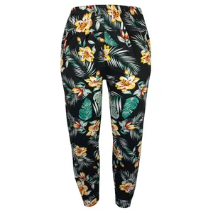 شلوار راحتی زنانه مدل Yellow Hawaii رنگ مشکی 