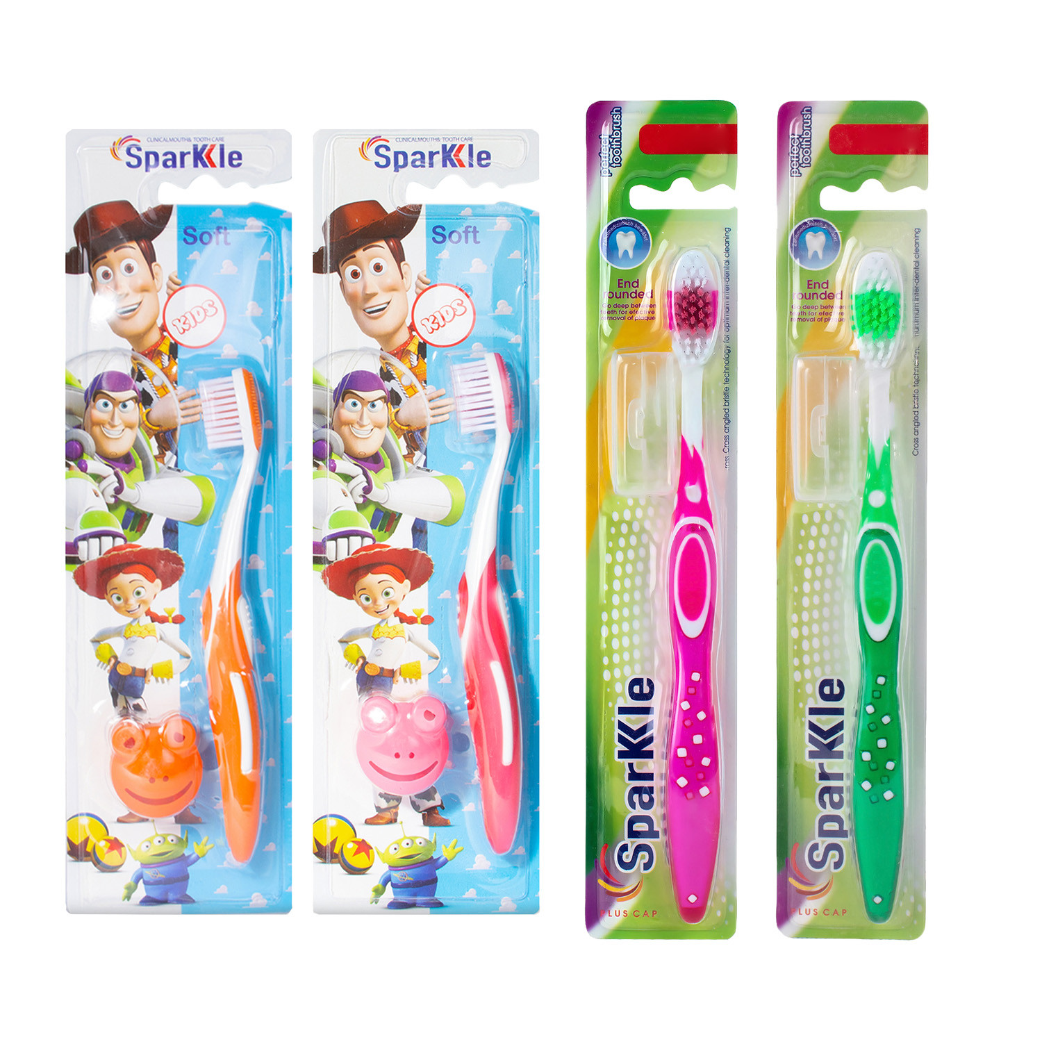 مسواک اسپارکل مدل toy family & S17-Soft مجموعه 4 عددی