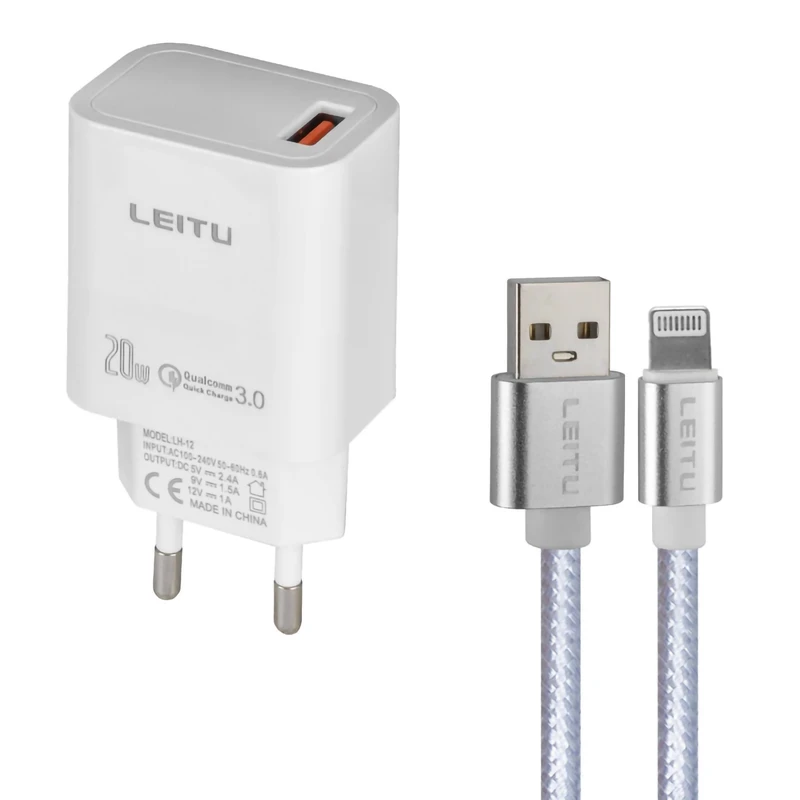 شارژر دیواری 20 وات لیتو مدل LH-12 به همراه کابل لایتنینگ