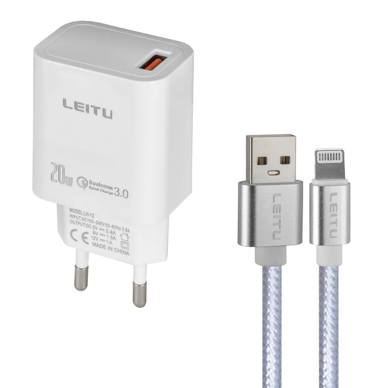 شارژر دیواری 20 وات لیتو مدل LH-12 به همراه کابل لایتنینگ