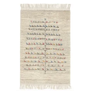 گبه سنتی دستبافت قشقایی دو متری طرح درخت زندگی مدل G11 زمینه کرم