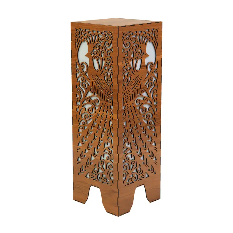 آباژور ایستاده چوب ارا طرح طاووس