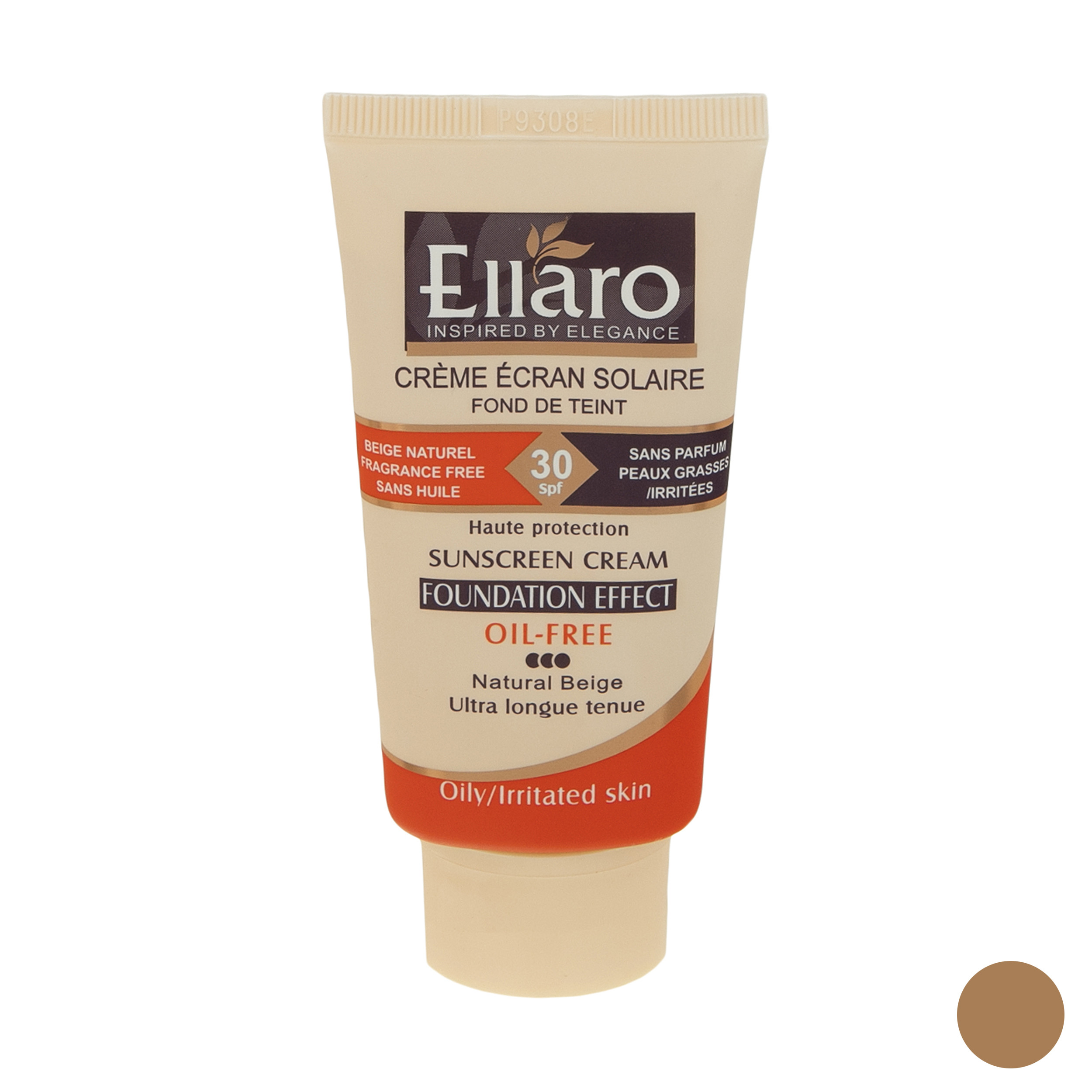 کرم ضد آفتاب رنگی الارو SPF30 سری Foundation Effect مدل Natural Beige محافظ UVB، مناسب پوست‌های چرب و حساس حجم 40 میلی‌لیتر