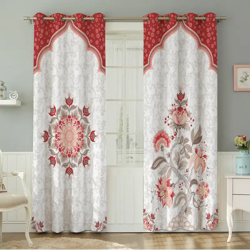 پرده نیروانا طرح سنتی مدل مخمل کد 4915سایز 140×280 سانتی متر