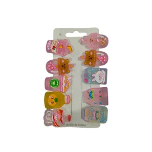 گیره مو دخترانه مدل شیشه ای نوشیدنی مجموعه 10 عددی