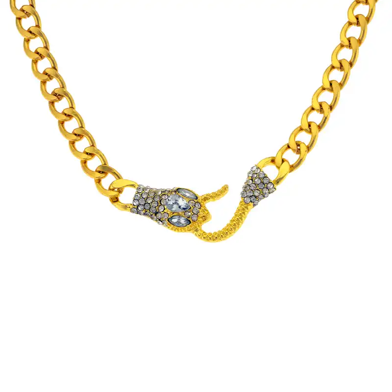 گردنبند برانت مدل نگین دار طرح طوقی مار