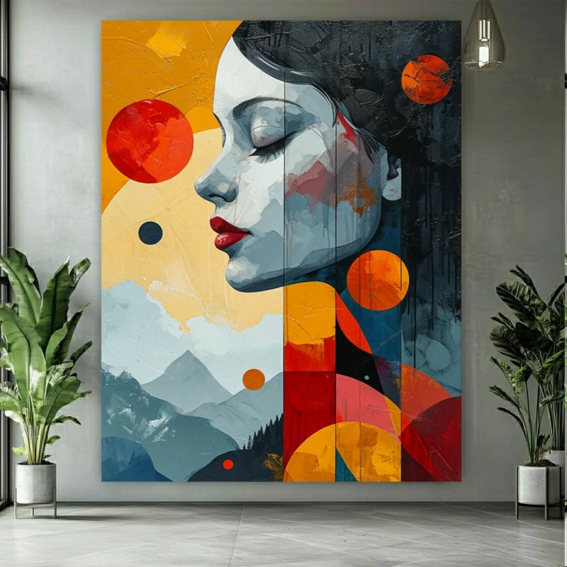 تابلو بوم طرح مخمل نقاشی نیمرخ مدل پرتره کد FP106398