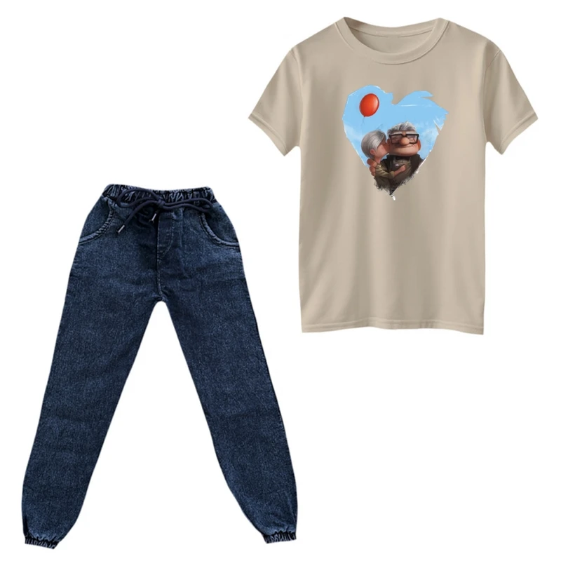 ست تی‌شرت و شلوار دخترانه مدل آپ