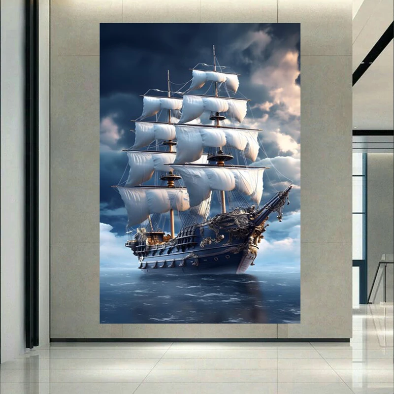 تابلو بوم طرح مخمل دریانوردی مدل کشتی کد AR303781