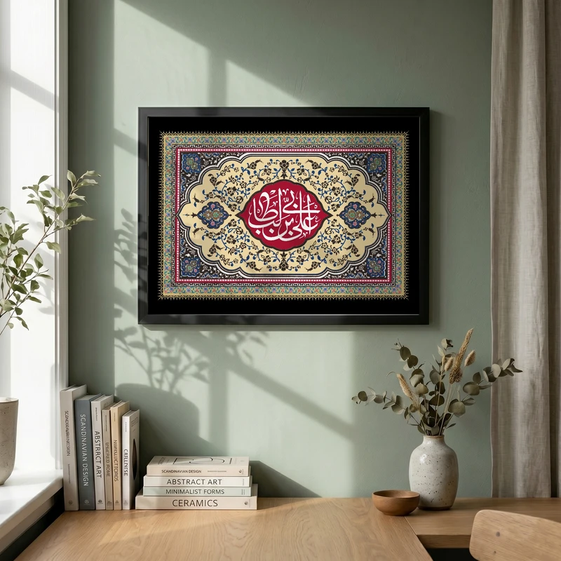 تابلو طرح علی مدل G14384 فریم مشکی