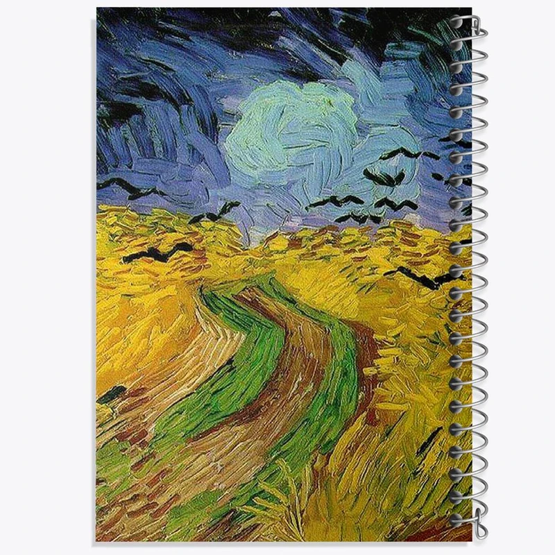 دفتر شطرنجی 50 برگ خندالو طرح زبان گندم زار با کلاغ ها اثر ونسان ونگوگ کد 25461