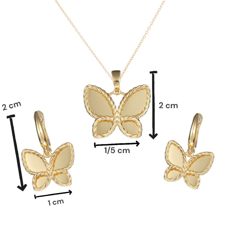 نیم ست طلا 18 عیار زنانه مدل DNCC25-29d طرح پروانه