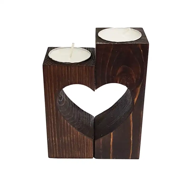 جا شمعی چوبی مدل قلب کد Z303
