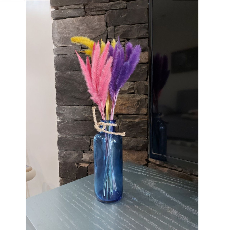 گلدان دکوری شیشه‌ای مدل شیشه رنگی مجموعه 6 عددی ارتفاع 18 سانتی‌متر قطر داخلی گلوگاه 2.5 سانتی‌متر مناسب طراحی دکوراسیون منزل و نگهداری گیاهان