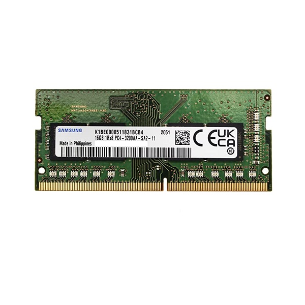 رم لپتاپ DDR4 تک کاناله 3200 مگاهرتز CL22 سامسونگ مدل PC4-25600 ظرفیت 16 گیگابایت