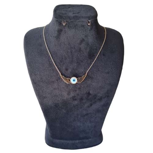 گردنبند زنانه مدل چشم نظر صدفی پر بال