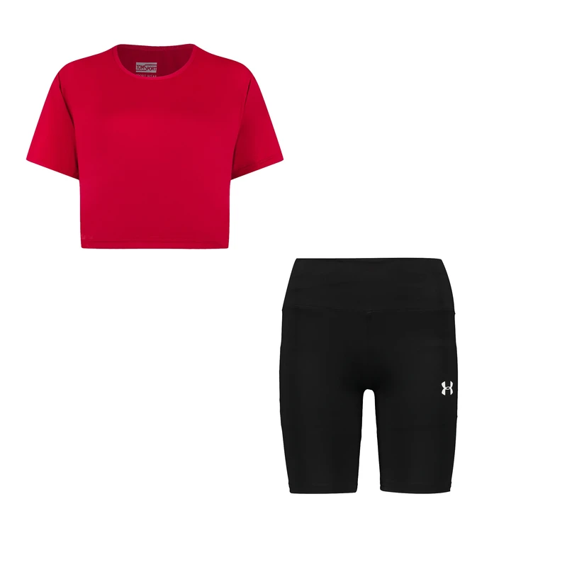 ست کراپ تی شرت و شلوارک ورزشی زنانه مدل 56-69