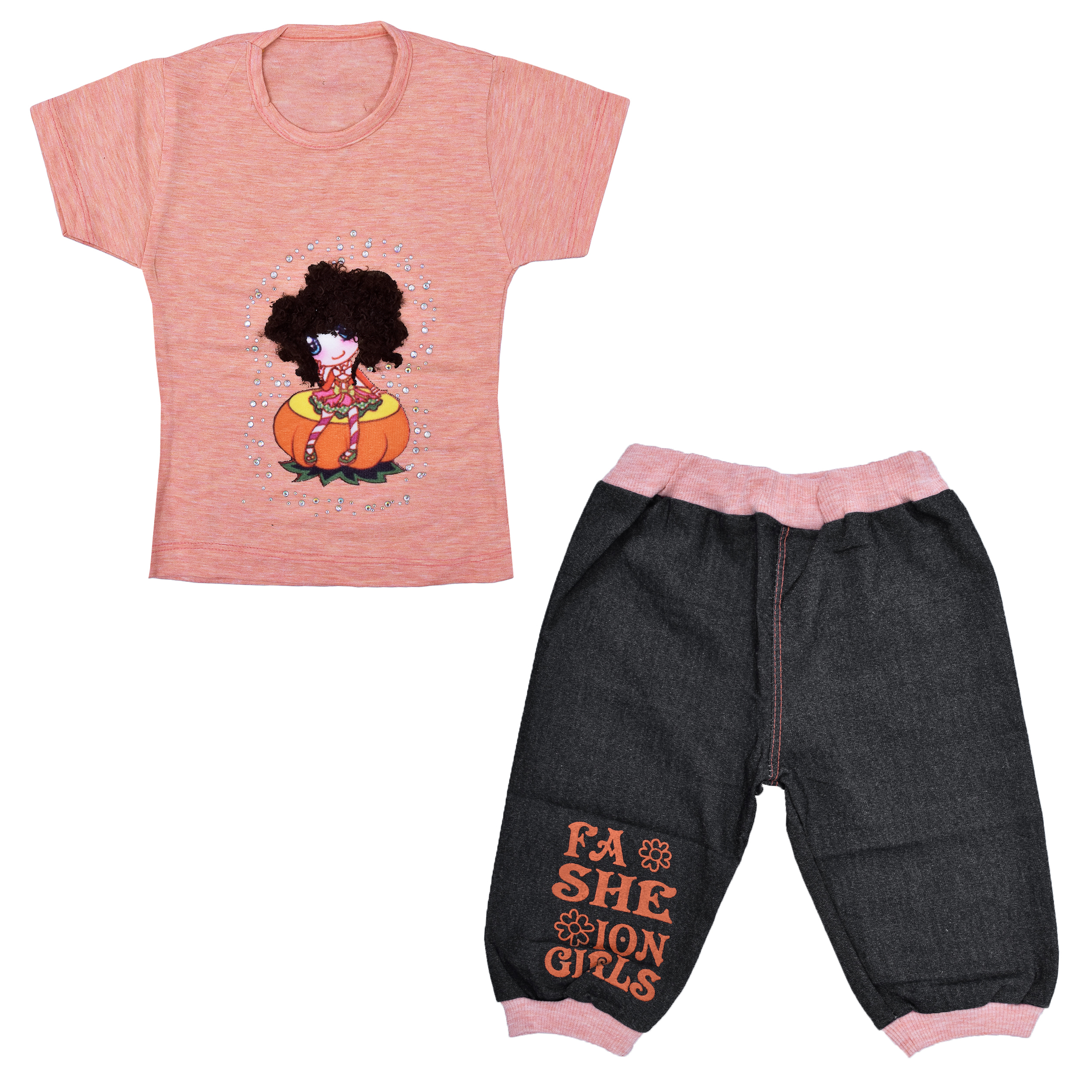 ست تی شرت و شلوارک نوزادی دخترانه کد 2027GOTO